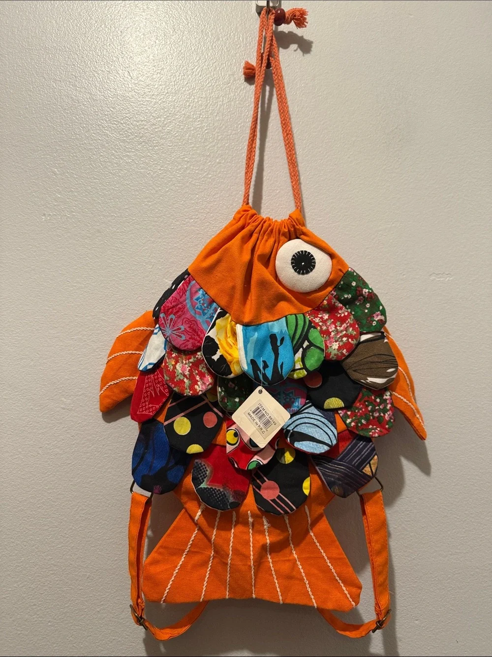 Jade Trading Orange Patchwork Koi Fish Bag with Multicolor Scales
